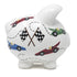 Child to Cherish Ceramic Piggy Bank - Vroom Race Car Design