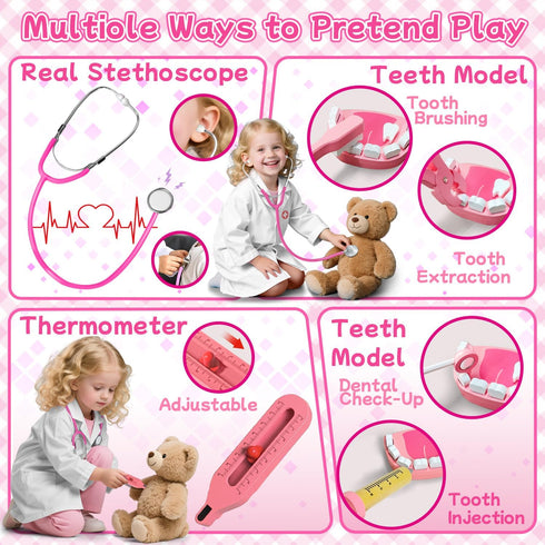XZZO Set, 48 3-5, Playset Kids Dentist Play Pcs Doctor Kit for Toddlers Pretend for Toddlers with Medical Bag