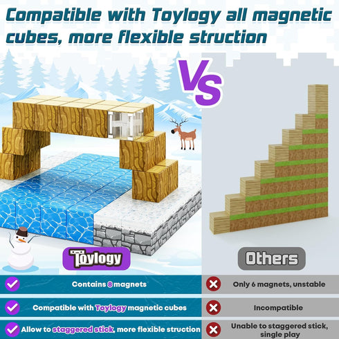 3 4 5 6 7 8 3+ Magnetic Blocks-Build Mine Magnet World Ice Edtion Building Craft, Toys for Girls Age STEM Sensory Kids