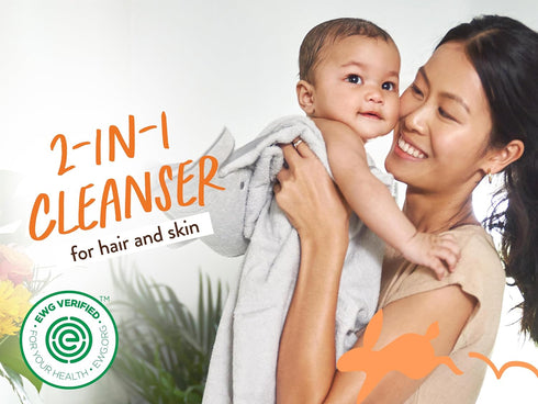2-in-1 Babo Botanicals Sensitive Baby Fragrance-Free Shampoo & Wash Bar - Shea Butter, Calendula & Aloe Vera - EWG