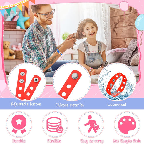 48 Pieces Silicone Wristband, 8 Colors Adjustable Rubber Band Wristbands for Party Gifts DIY