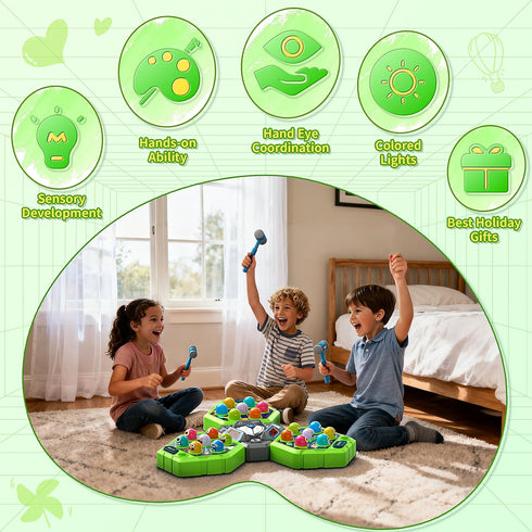 3-12 3 3 Hammers, 3 4 5 6 7+ Whack Game Mole for Toddlers, Toys for Year Old Boys Girls, Interactive Educational
