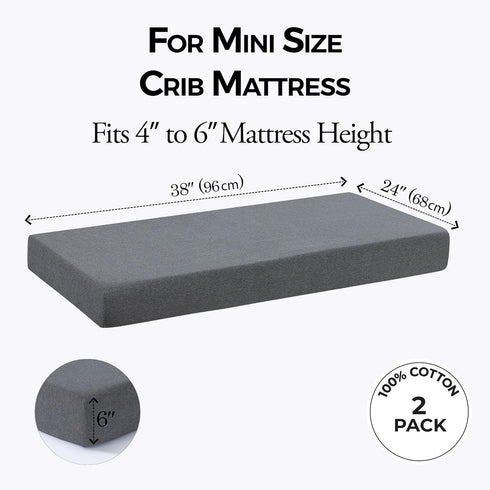 Sheets,100% Pack Sheets,38x24 Dreamology Mini Crib Fitted Cotton Crib Sheets for Boys, Girls,Mini Crib Mattress