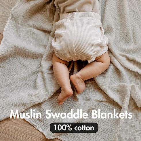 Muslin Swaddle Blankets for Newborn, 3 Pack, Large 38 x 40 inches Breathable Soft Receiving Blanket, Toddler Gift