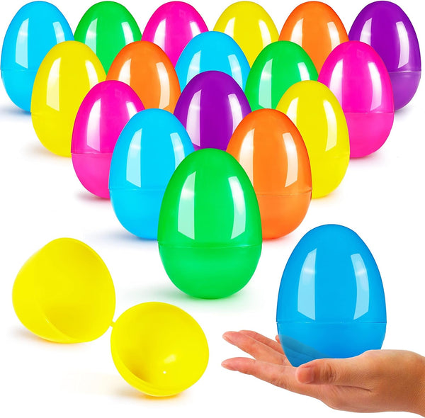 JOYIN 3.15" Easter Eggs, Fillable Plastic Eggs Empty Colorful Bright Eggshells with