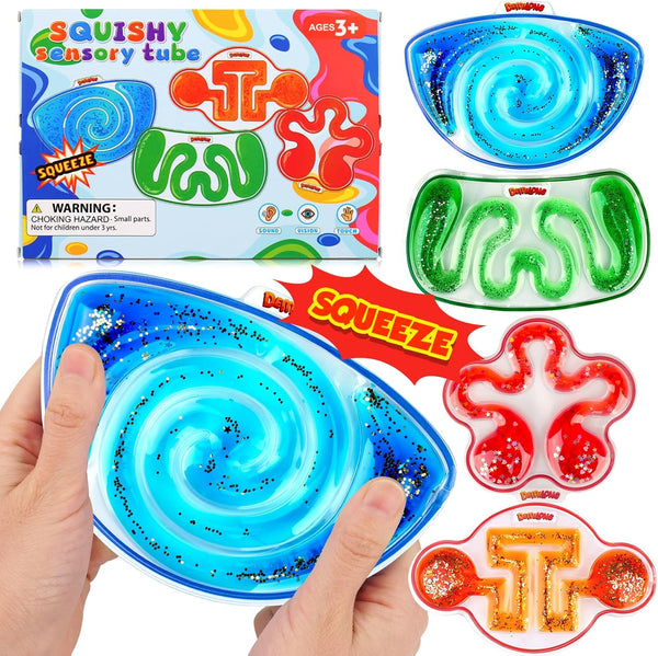 Squishy Sensory Toys for Kids - 4 Pack Fidget Toy Sensory Maze for Autism, Stress Relief Toys for Calm Down