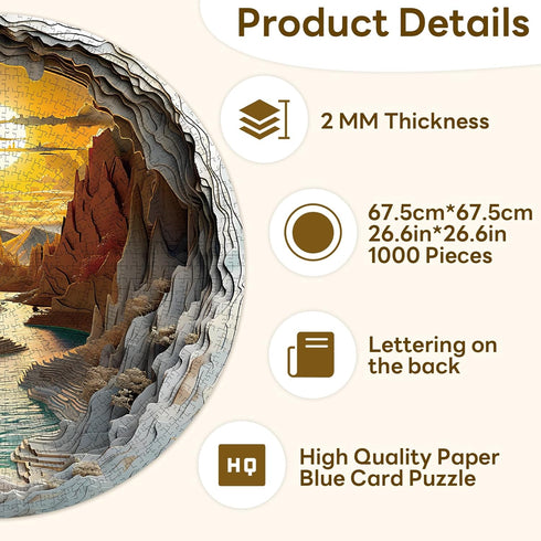 1000 Adults3D Sunset 26.6 26.6in Pieces Jigsaw Puzzle for Canyon, x Impossible Difficult Hard Challenging Jigsaw