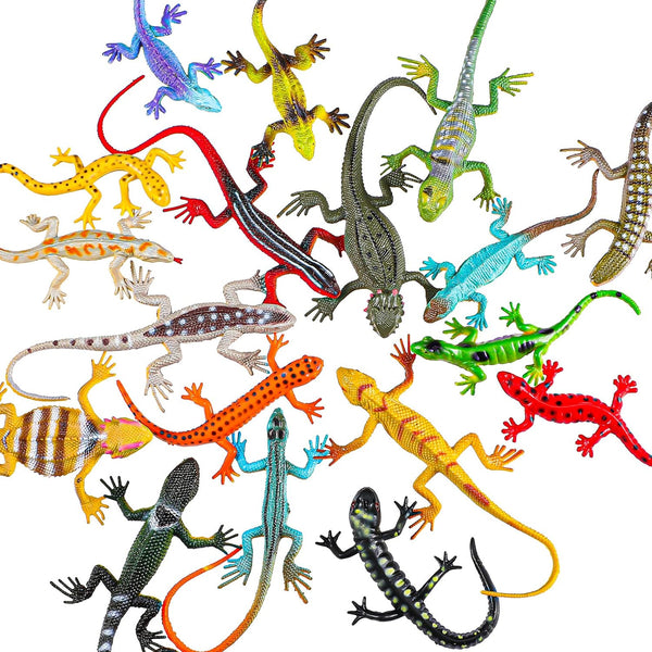 Sumind 18 Piece Colorful Plastic Lizard Toys Fake Reptile Model for Teens Adults Educational Halloween Party