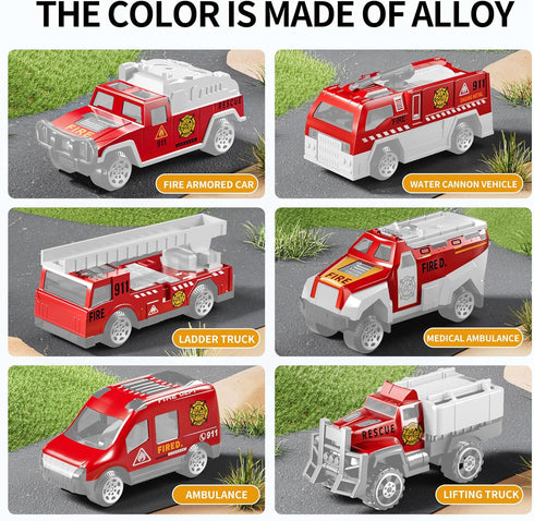 NIPLOOOW 3-5 Set 3-5, 3-8+ Toddler Boys Toys for Years Old, Fire Truck Vehicle with Play Mat and Die-Cast Toy Car