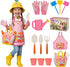 Kids Gardening Outdoor Tools Set with Adorable Sun Protective Hat & Bunny