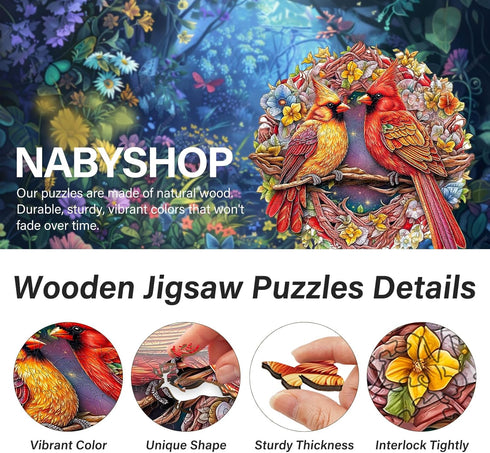 (M-11.9 11.8in 200pcs) Wooden Puzzles for Adults, Wooden Cardinal Puzzle, Wooden Jigsaw Puzzles for Adults, Birthday