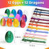 12 Pack 3D Printed Dragon Toys, Flexible Articulated Fidget Dragons in Surprise Eggs, Collectible Desk Toys, Party