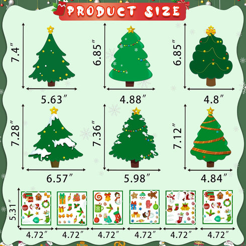80UncleKimby 60pcs Set Christmas Crafts for Kids - DIY Xmas Tree Ornaments with Sticker Kits - for Holiday Decorations