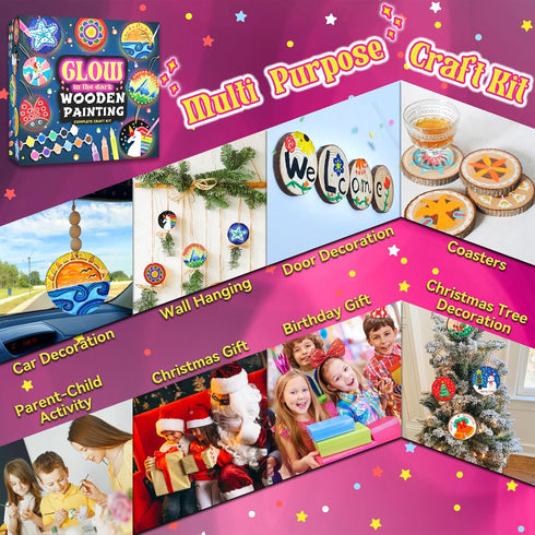5-12-Craft 5, 6, 7, 8, 9, 10, 11 12 klmars Kids Wooden Painting Kit-Glow in The Dark-Arts & Crafts Gifts for Boys Girls