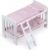Badger Basket Toy Doll Bunk Bed with Gingham Bedding, Ladder, Personalization Kit for 20 Inch Dolls - White/Pink