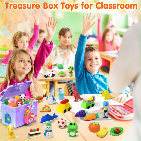 Palmatte 140PCS Mini Animal Erasers for Kids, Cute Desk Pets for Classroom Rewards and Party Favors