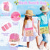 Meaicezli 2 Packs Beach Toys, Sand Toys for Shell Collecting, Collapsible Sand Buckets Shark Tooth Sifter and Mesh Bag