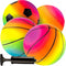 Mini Rainbow Sports Balls - 5 Inch (Pack of 4) Inflatable Vinyl Balls for Kids with Hand Air Pump for Indoor and