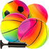 Mini Rainbow Sports Balls - 5 Inch (Pack of 4) Inflatable Vinyl Balls for Kids with Hand Air Pump for Indoor and