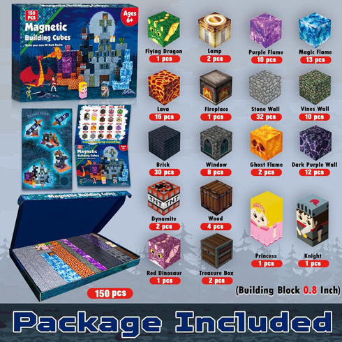 150 3 4 5 6 7 8 9 10 GraceDuck Magnetic Blocks - PCS Build Dark Castle - Magnetic Toys for Montessori Toddler Easter