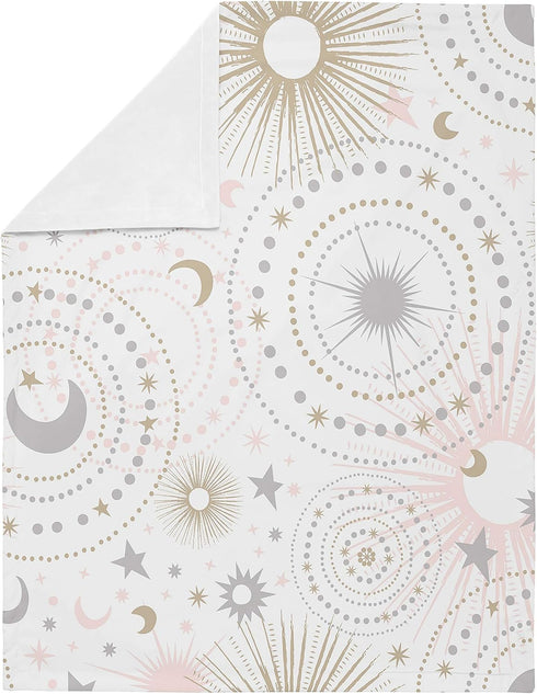 Sweet Jojo Designs Star and Moon Celestial Baby Girl Receiving Security Swaddle Blanket for Newborn or Toddler Nursery