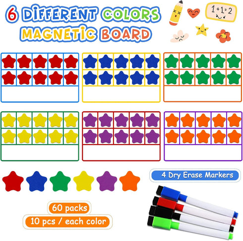LOOIKOOS Magnetic Ten-Frame Set – Math Manipulative EVA Number Counting Games – Montessori Educational Toy Gift