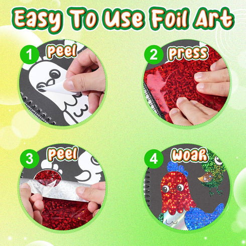 Foil Fun Animal DIY Art Kits, No Mess Creative Drawing Game for Kids Birthday Gifts and Crafts