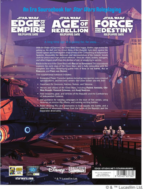 EDGE Studio Star Wars Rise of The Separatists Expansion Roleplaying Game for 2-8 Players