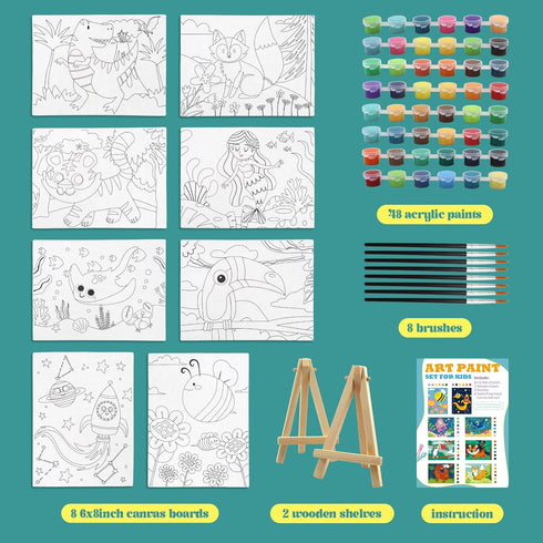 8 Packs 4-8, 48 8 2 8 6x8 goldentime Predrawn Canvas for Painting Kids Painting Canvas for Kids Painting Kits for Kids
