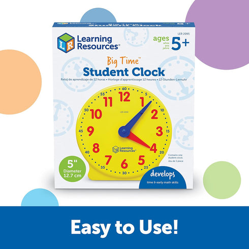 Learning Resources Big Time Student Clock - Teaching & Demonstration Clock for Ages 5+