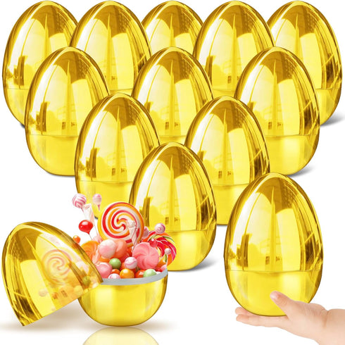 12 PCS Jumbo Gold Easter Eggs 6 Inch Giant Metallic Golden Easter