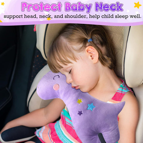 4 Pack Tuanse Car Seat Belt Covers for Kids Seatbelt Pillow Unicorn Dinosaur Baby Car Seat Strap Covers Head Rest
