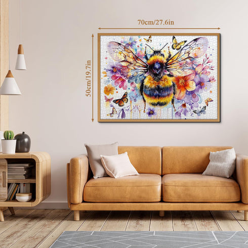 Flowers Bee Puzzles for Adults 1000 Pieces - Garden Bee Butterfly Jigsaw Puzzles as Nature Home Decor