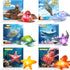 6 Pack Light Up Bath Toys & Magic Bath Book & Storage Bag for Toddler, No Hole Floating Ocean Animal with LED Flashing