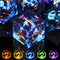 AUSTOR 7 Pieces Blue Flame Dragon Resin Dice Set - DND Dice for Role Playing Dungeons and Dragons with Case