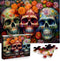Day of The Dead Sugar Skull Puzzles for Adults 1000 Pieces, Halloween Flower Skeleton Puzzle