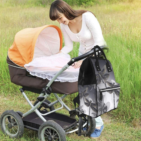 FHEDVBN Backpack Mummy Backpacks Daypack Dragonflies Grey Diaper Bag for Women Multifunction Waterproof for Mom Dad