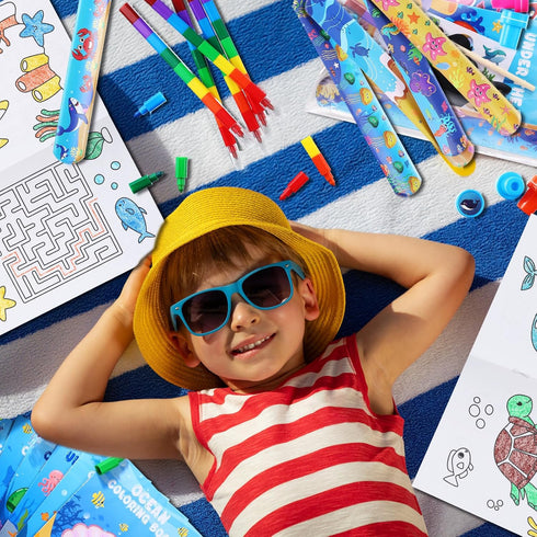 192Pcs Set BenLouis Under the Sea Party Favors Ocean Animals Party Coloring Books Bulk for Kids Sea Fish Birthday