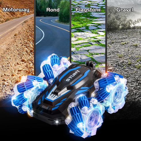 YEMIAI 2.4 4WD 360 5-12 Remote Control Car, Ghz Gesture Sensing RC Stunt Car, Double Sided flip, with Cool Lights