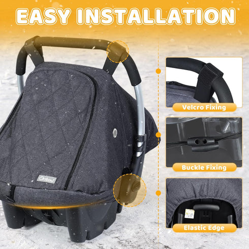 Orzbow Winter Carseat Cover for Baby, Infant Car Seat Cover Compatible with Doona Car Seats, Zipper Access, Breathable