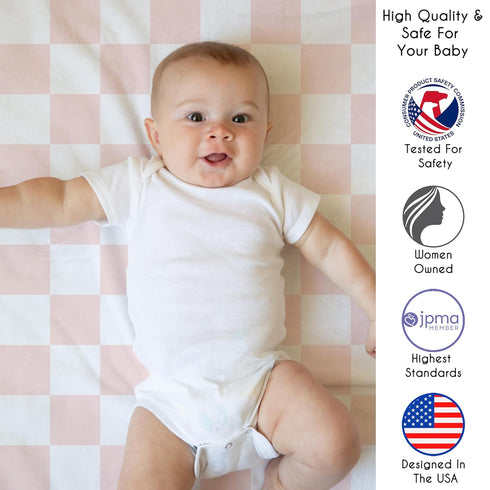 Tummy Sweet Jojo Designs Baby Play Mat (Pink Gingham Checkered Plaid) for Girls, Infant, Toddler Time Activity Floor