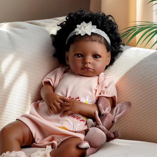 BABESIDE Black Baby Dolls, 20 Inch Realistic Cute Soft Body Baby Doll