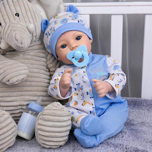18'' Set 3+ Aori Reborn Baby Dolls Boy - Realistic Newborn Baby Doll with Blue Feeding & Birth Certificate - Lifelike