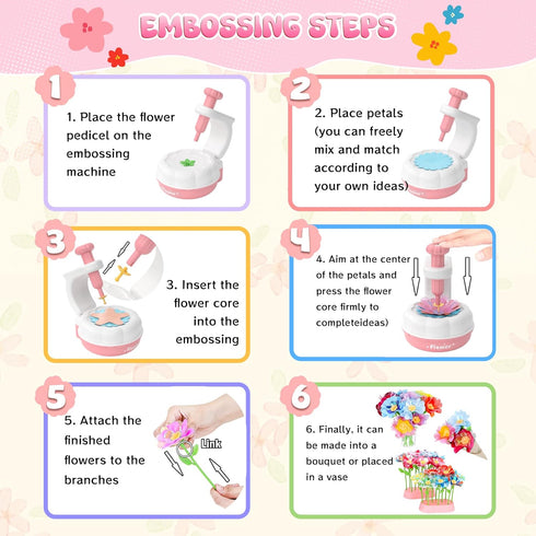 300+PCS 2026 4 5 6 7 8+ GirlsHome Fabric Flower Bouquets Toys, Upgrade DIY Flower Making Kit for Kids, Reusable Arts