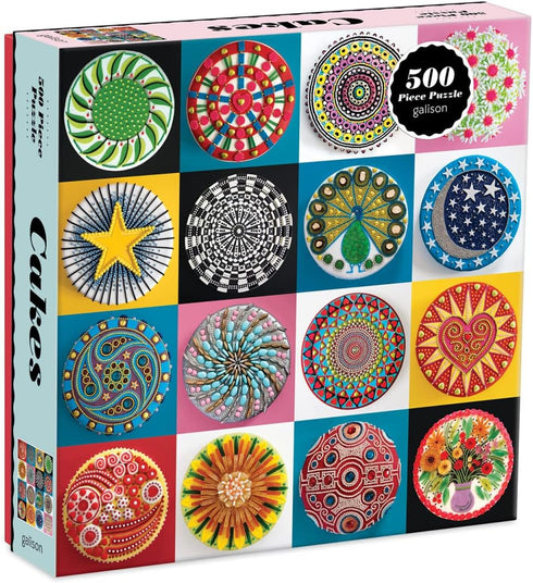 Galison Cakes Jigsaw Puzzle - 500 Pieces - 20” x 20” - Charming & Colorful Array of Cakes
