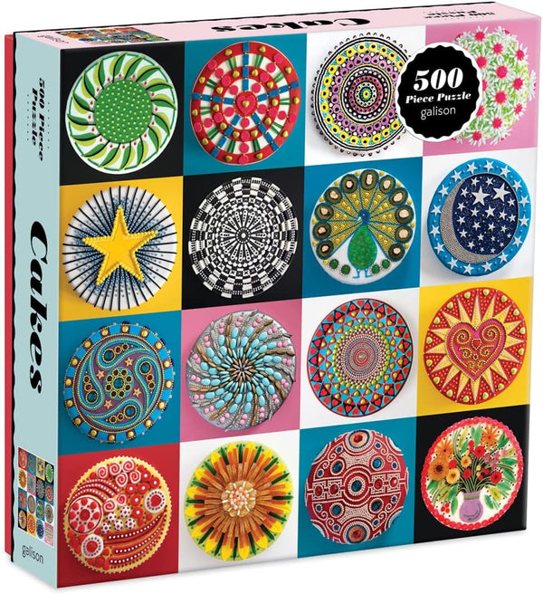 Galison Cakes Jigsaw Puzzle - 500 Pieces - 20” x 20” - Charming & Colorful Array of Cakes