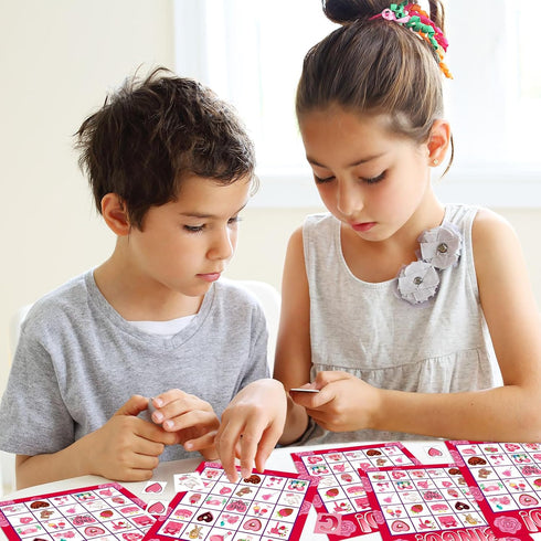 jollylife 40 Players Valentine's Day Bingo Game Cards - Class Party Supplies Activity