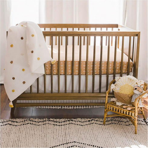 Crane Baby Soft Cotton Fitted Crib Mattress Sheet, Copper Dash, 28”w x 52”h x 9”d for Cribs and Toddler Beds