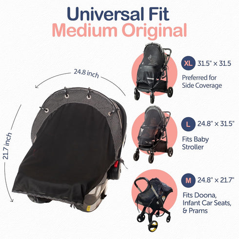 Stroller Sun Shade - Universal UV Protection Cover for Strollers Sunshade with See Through, Clip-On Sun Blocker, Sun