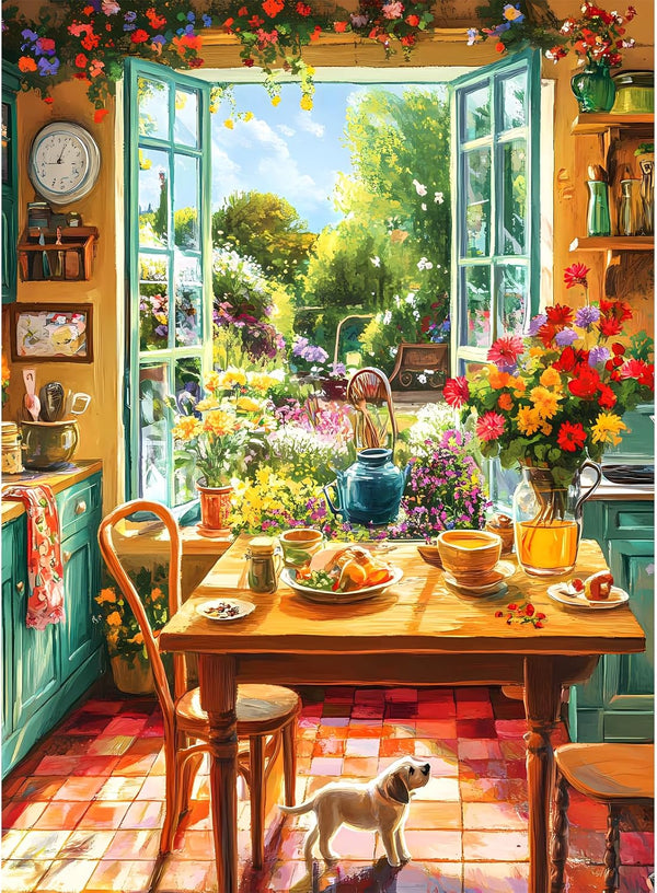 WSCXSC 500 Piece Puzzle for Adults, Cozy Kitchen and Garden View Jigsaw Puzzle,